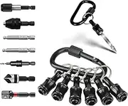 1/4 Inch Bit Holder Keychain, 6 Pcs Extension Bar Keychain, Aluminum Alloy Hex Shank Bit Holder for Drill Bits, Screwdrivers (6 Pcs)(Black)