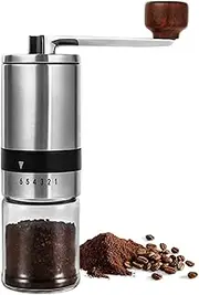Manual Coffee Grinder Stainless Steel Adjustable Coffee Bean Grinder with 6 Grind Settings Perfect for Espresso French Press