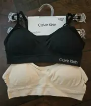NEW Calvin Klein Girls 2 pack Seamless Bralette Training Bra Small 6-6X Nude/Blk
