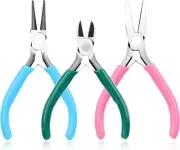 3Pcs Jewelry Pliers Set Includes Diagonal Wire Cutter, Round Nose Pliers, Flat