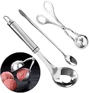 3Pcs Meatball Spoon Scoop Ball Maker, Stainless Steel Melon Ballers Making Set for Rice Balls, Ice Cream Balls, Fruit Balls, Chocolate Balls
