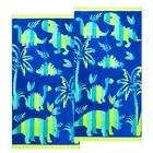 2 Pack Jacquard Velour Kids Beach Towel 75 x 150 cms Dinosaur Renee Taylor