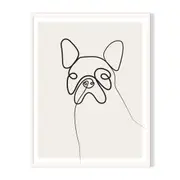 Line Dog Framed Printed Wall Art - White