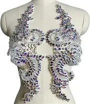 [Generic] 1pair Applique Patches Iron On Wedding Gown Bridal Sash Evening Wear for Decoration (Color : Gold)