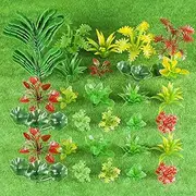 120 Pcs Mixed Color Model Plants Tropical Miniature Plants Rainforest Diorama Supplies Mini Fake Tree Plastic Jungle Trees for Diorama Train Garden Scenery Railway Sand Architecture Model