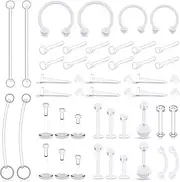 [Dyknasz] Clear Piercing Retainers for Surgery Bioflex Nose Rings Pregnancy Belly Button Ring Septum Eyebrow Lip Cartilage Earring Retainer Industrial Bar Plastic Piercing Jewelry for Work Sports