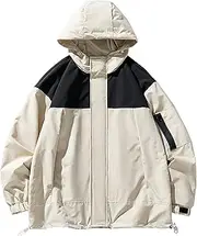 [DGKaxiyaHM] Men's Windproof Casual Lightweight Jackets Loose Waterproof Hooded Coats Hiking Lightweight Althletic Outerwear