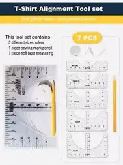3 Packs -7 Pcs Tshirt Ruler Guide Alignment Tool Set Sublimation Blanks Shirt