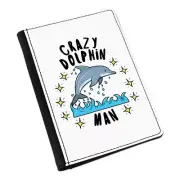 Crazy Dolphin Man Stars Passport Holder Cover Case Wallet - Funny Animal