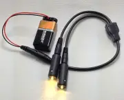 Micro Lights Warm White LED w/ cable splitter & 9 volt battery clip MEL-KIT-2