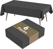 Fantastshop Disposable Plastic Tablecloth - 6 Pack Black Rectangle Table Cloth for Wedding, Party, Picnic, Camping, BBQ, Waterproof Table Cover, 54 x 108 Inch.