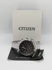 Citizen Eco-Drive Mens Black Dial Silver Case Stainless Steel Round Wristwatch