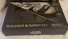 8-Pc Napkin & Placemat NIB Dinner Set Black, Gold Holiday Entertaining Decor