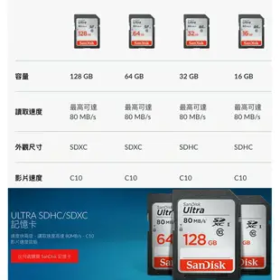 【eYe攝影】增你強公司貨 SanDisk Ultra SD 32G 讀取80MB SDHC C10 記憶卡 終保