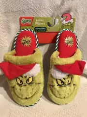 Dr. Seuss Grinch Christmas Holiday Cushioned Slip on Slippers Women’s (S) 5/6