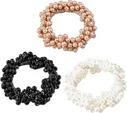 Baluue Seamless Hair Ring Ties 3 Pcs Pearl Head Ropes for Women Girls and Ponytails Easy to Match Outfit