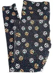 NWT LuLaRoe TC (12-18) Black Orange Blue Pumpkins & Polka Dot Halloween Leggings