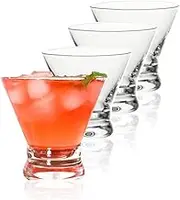 Martini Glasses Set of 4-8oz Stemless Martini Glasses-Margarita Glasses Dessert Cups-Martini Glass Cups -Bar Glasses Set Perfect for Cocktail, Wine, Champagne