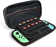 Kuprusar Switch Case, Carrying Case for Nintendo Switch Classic Switch Oled Case Protective Hard Shell Portable Switch Travel Game Bag for Accessories and Games,Red Zipper