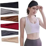 Sports Headbands for Women 6pcs,Yoga Workout Headbands Non Slip Yoga Headbands for Women‘s Hair Sport Hair Bands Cloth Headbands Stretchy Hair Band Summer Hair Accessories Elastic Hair Bands(A)