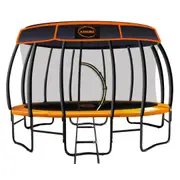 New 14ft Trampoline Free Safety Net Spring Rainbow Pad Roof Mat Ladder - Orange