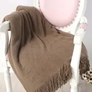 130*200cm Cozy Decorative Knit Woven Throw Blanket Sofa Throw Bed Throw Bed Blanket - Khaki