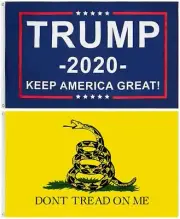 Trump 2020 and Gadsden Don't Tread on me 3x5 FT Combo Pack (2 Flags)