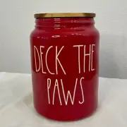 Rae Dunn Artisan Collection Holiday “Deck The Paws” Pet Canister Dog Treat Jar