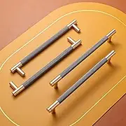 2 Pack 7 1/2 Inch 192 mm Barrel Cabinet Pulls Gold and Grey Cupboard Aluminum Handles Drawer Pull Cabinet Handles