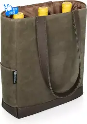 Legacy Insulated Wine Bag - Distressed Waxed Canvas Tote for Wine Gifts
