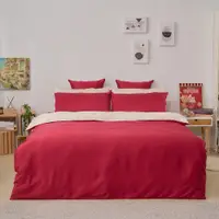 在飛比找誠品線上優惠-【戀家小舖】永恆系列-楓葉紅 雙人床包兩用被套組含二件枕套