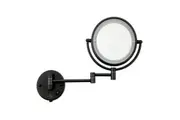Dolphy 8-Inch Dual Sided LED Wall Mount 5X Magnifying Mirror - Black, 360 Swivel, Extendable Arm