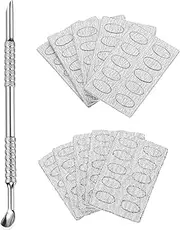 sourcing map Cuticle Pusher Dual Sided, Spoon-Shaped Metal Nail Cuticle Pusher Remover Tool with 100 Pcs 100/240 Grit Sandpaper Sheets for Manicure Pedicure Nail Art