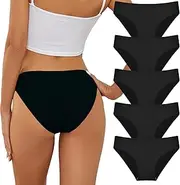 [Cozyroam] Seamless Knickers for Women, No Show Underwear Women's Multipack Comfortable Breathable No Vpl Bikini Hipster Panties Soft Invisible Briefs (5 Pack)