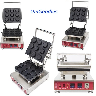 Egg Tarte Pie Waffle Machine Maker Automatic Commercial Dessert 9 Round Shell