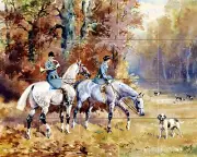 Dogs Horse Riders English Hunt Tile Mural Kitchen Backsplash Ceramic #2585