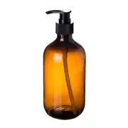 300/500ml Lotion Shampoo Shower Gel Holder Soap Dispenser Empty Bath Pump Bottle brown 300ML