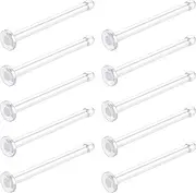 [WildVibe] 18g Bioflex Clear Nose Rings for Women, Men 10pcs - Plastic Retainer Flat Clear Nose Studs for Work, Surgery, Sports, School - 18 Gauge (1.0mm) Bioplast Nostril Piercing Jewelry, Plastic, no