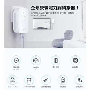 TP-Link TL-PA9020P Kit AV2000 雙埠 Gigabit 電力線橋接器套組 電力網路