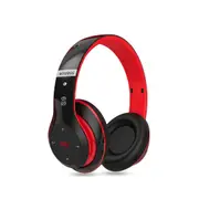 Bluetooth Headphones, 6S Foldable Wireless Headphones with 6 EQ Modes, HiFi Stereo Headset with Mic, TF FM for Cellphone PC, Black and Red