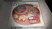 TERRA COTTA CHIP-N-DIP 10" Chip platter and 5" dip bowl new on box