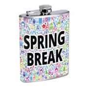 Spring Break D2 Flask 8oz Stainless Steel Hip Drinking Whiskey