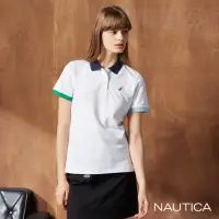 在飛比找momo購物網優惠-【NAUTICA】女裝 繽紛撞色短袖POLO衫(白)