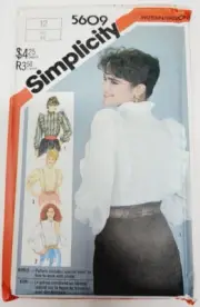 Simplicity 5609 Misses Ruffled Blouse Sewing Pattern Size 12 Vintage