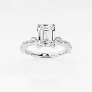 1.20 Carat Emerald Cut Lab Grown Diamond Ring IGI Certified 14k Gold Engagement