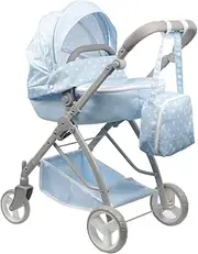 JC Toys - Berenguer Boutique | Deluxe Folding Sports Pram Stroller | Blue Royal Collection | for Dolls up to 20" | Ages 3+