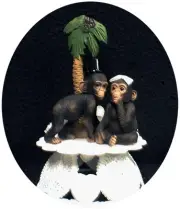 "Your My Cutie" Funny Monkey Chimp Ape Wedding Cake topper Groom top zoo tree