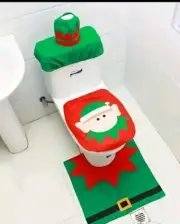 Toilet Seat Cover Elf Bathroom Mat Christmas Home Decor Set