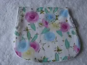 Pink Blue & Lemon Flowers White Burp Cloth Cotton Front Towelling Back Handmade