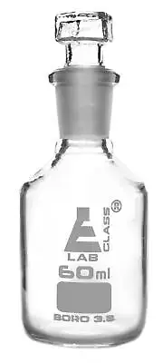 Eisco 60ml Reagent Bottle, Narrow Mouth, Hexagonal Stopper - Borosilicate Glass